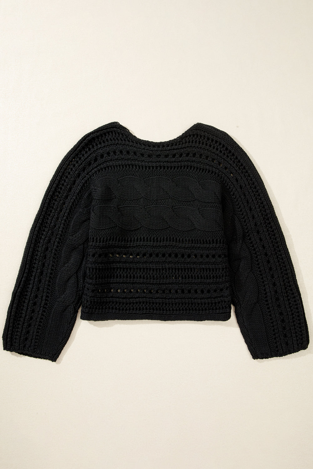 Cable Knit Crop Sweater- Black