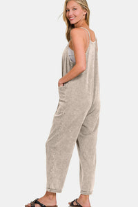 Acid washed jumpsuit- beige