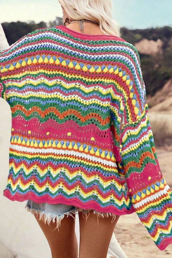 Rainbow Long Sleeve Knit Top