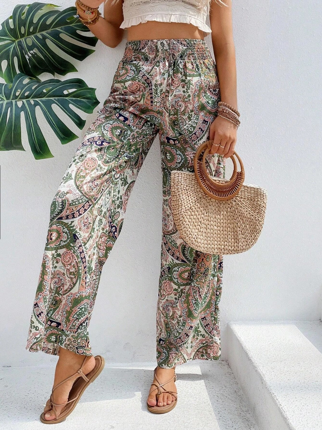 Savannah Boho Paisley Printed Wide Leg Pants