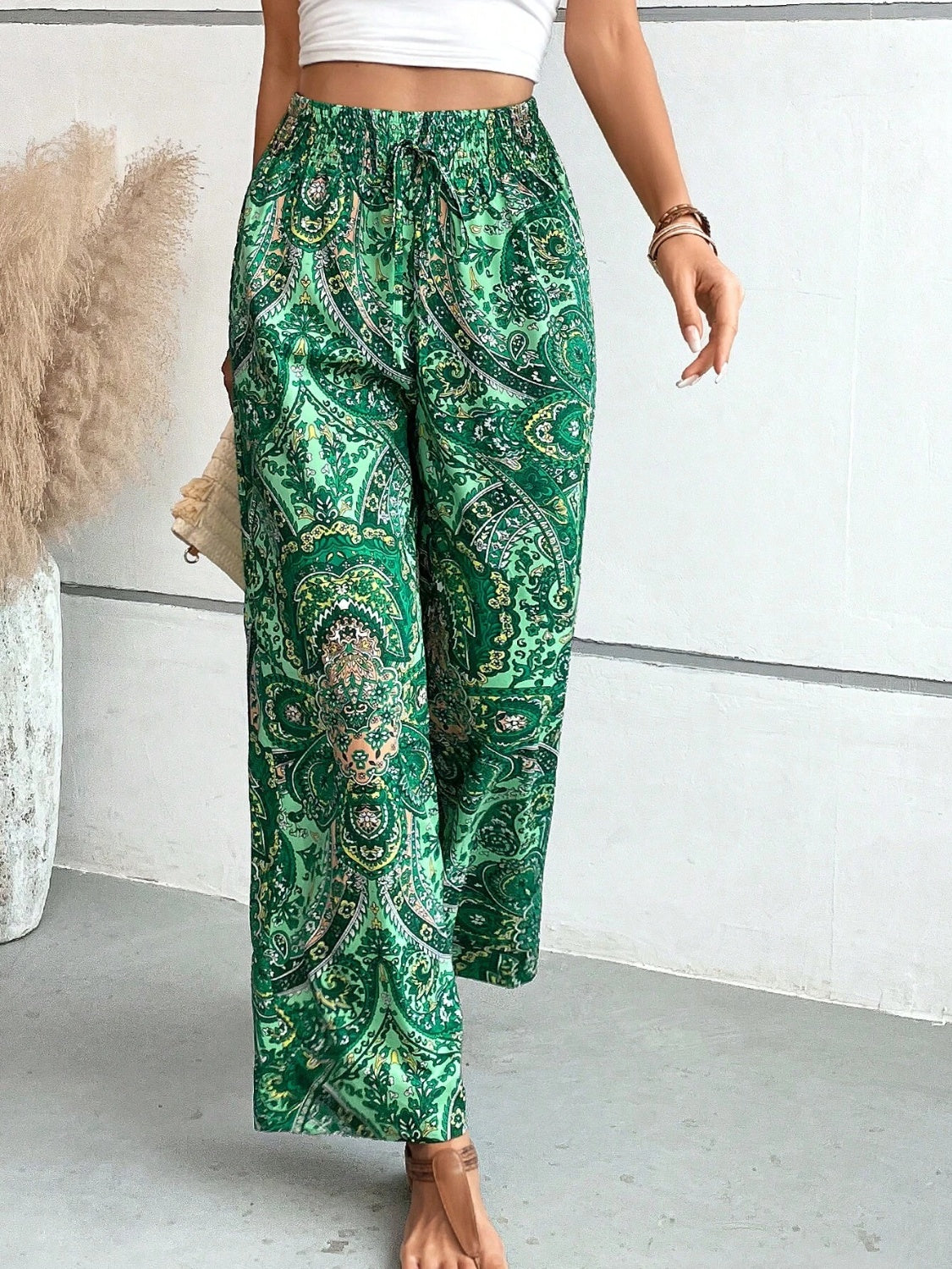 Savannah Boho Paisley Printed Wide Leg Pants