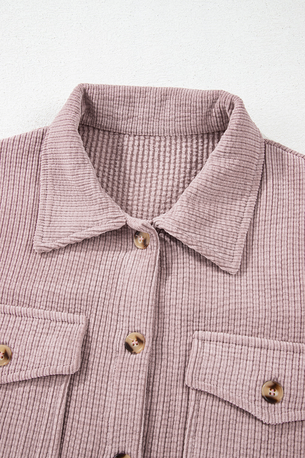 Corduroy Button Up Shacket- Light Pink