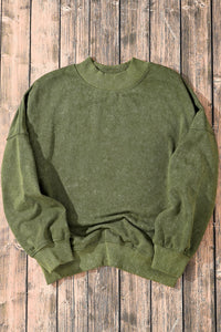 Crew Neck Acid Washed Sweatshirt- Green