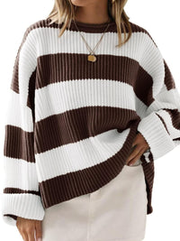 Oversized striped knit sweater