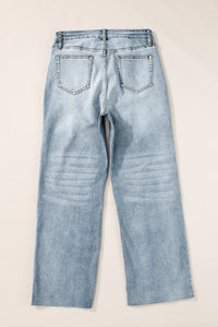 Zoey Acid Wash Raw Edge Straight Jeans