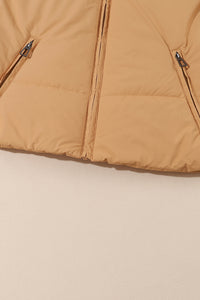 Zip Up Puffer Coat- Brown