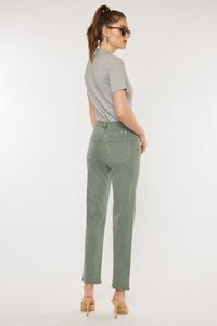 Ultra High Rise Straight Jeans-Green