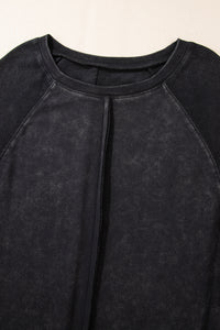 Waffle Knit Sweatshirt- Black