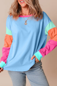 Colorblock Patchwork Long Sleeve Top