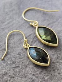 Natural Stone Labradorite Gold-Plated  Dangle Earrings