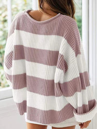 Oversized striped knit sweater