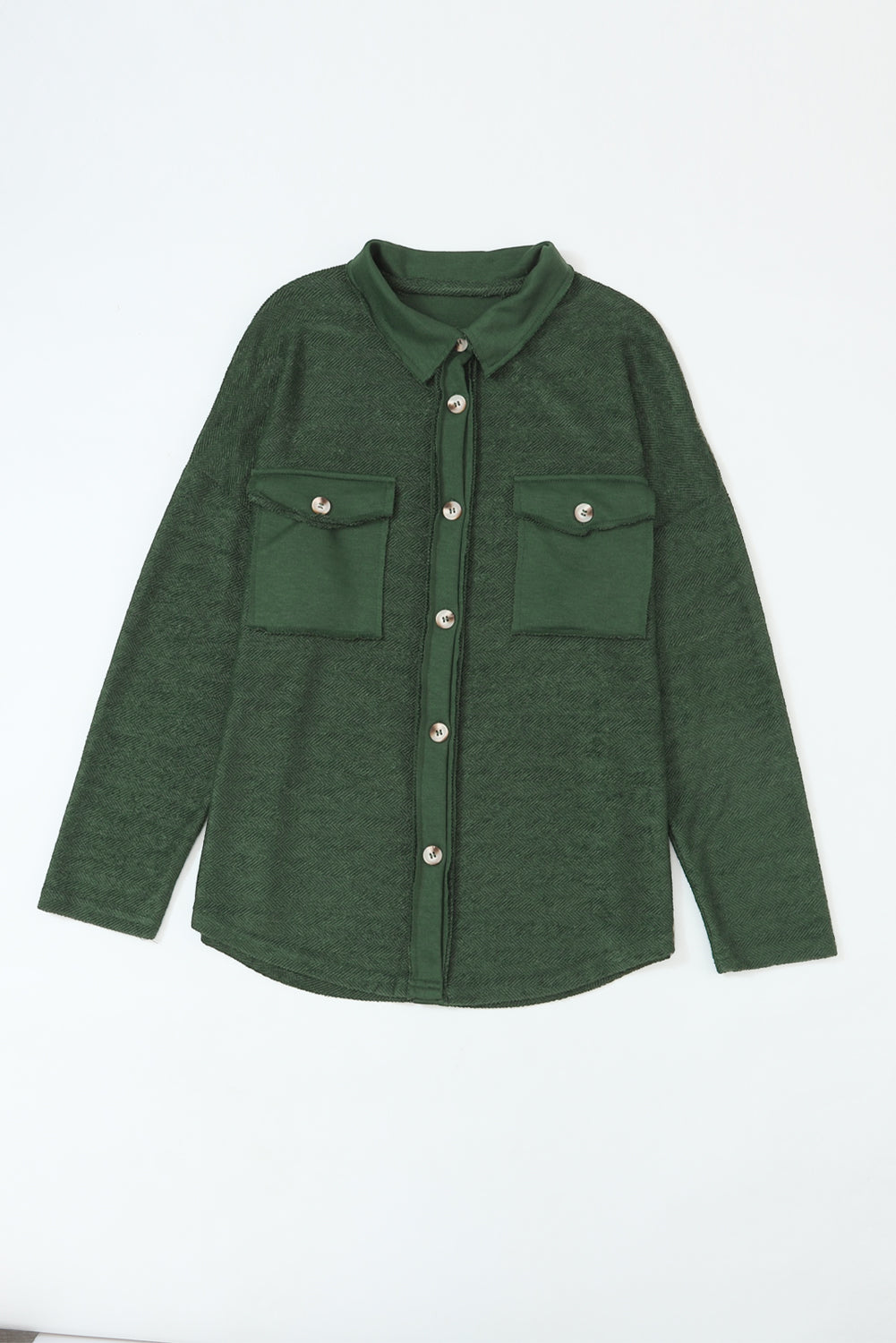 Casual Button Down Shacket- Green