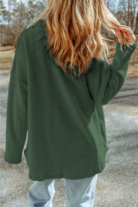 Casual Button Down Shacket- Green