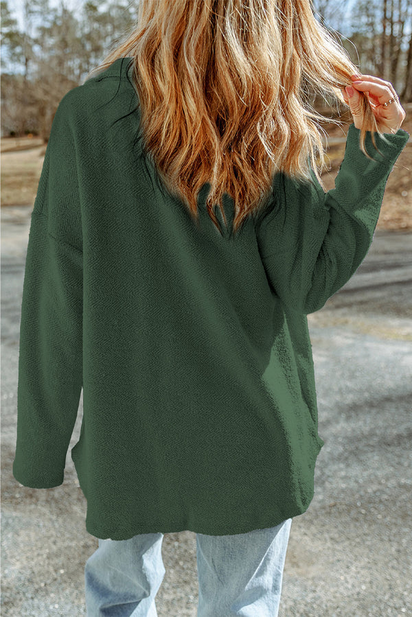 Casual Button Down Shacket- Green