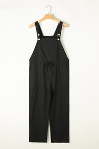 Drawstring Cropped Overall- Black