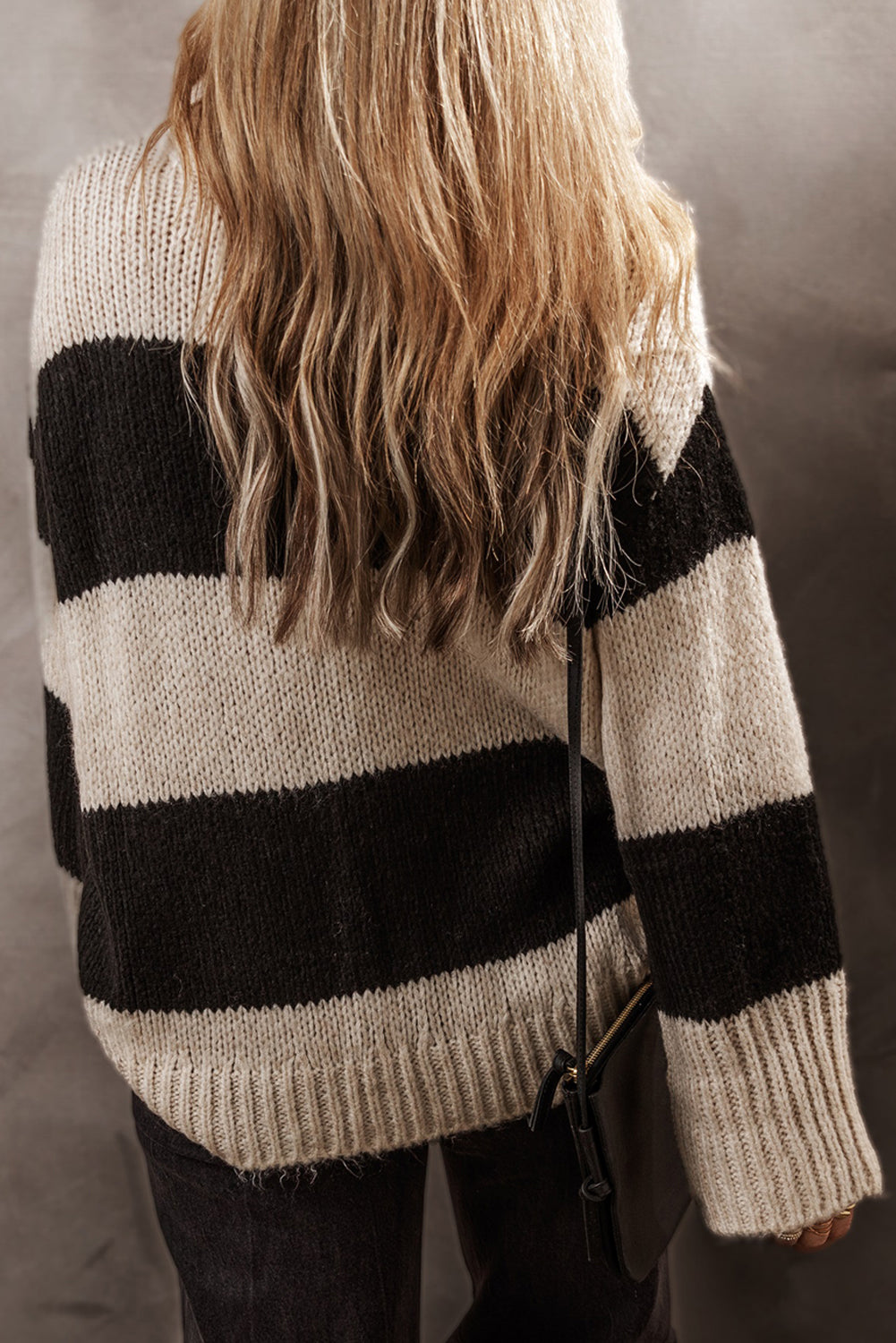 Colorblock Loose Sweater- Black and White