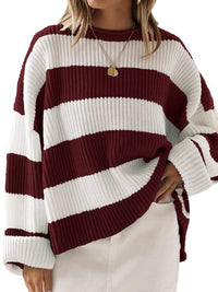 Oversized striped knit sweater