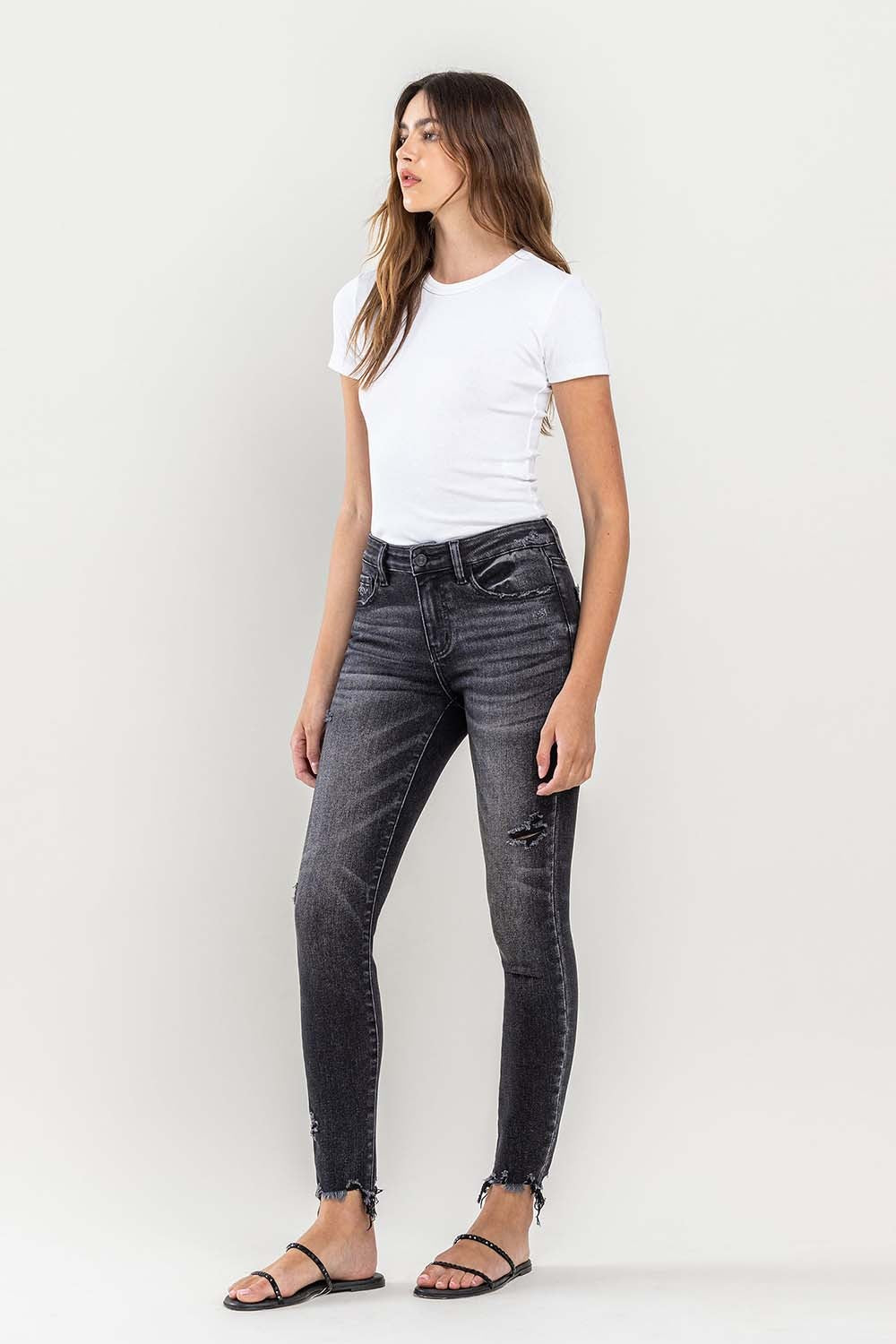 Kara Raw Hem Cropped Skinny Jeans