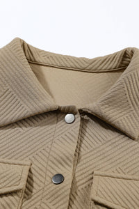 Textured Buttoned Down Shacket- Khaki