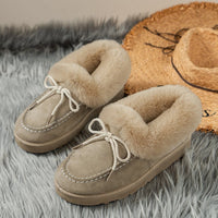 Thermal Fuzzy Tied Round Toe Shoes