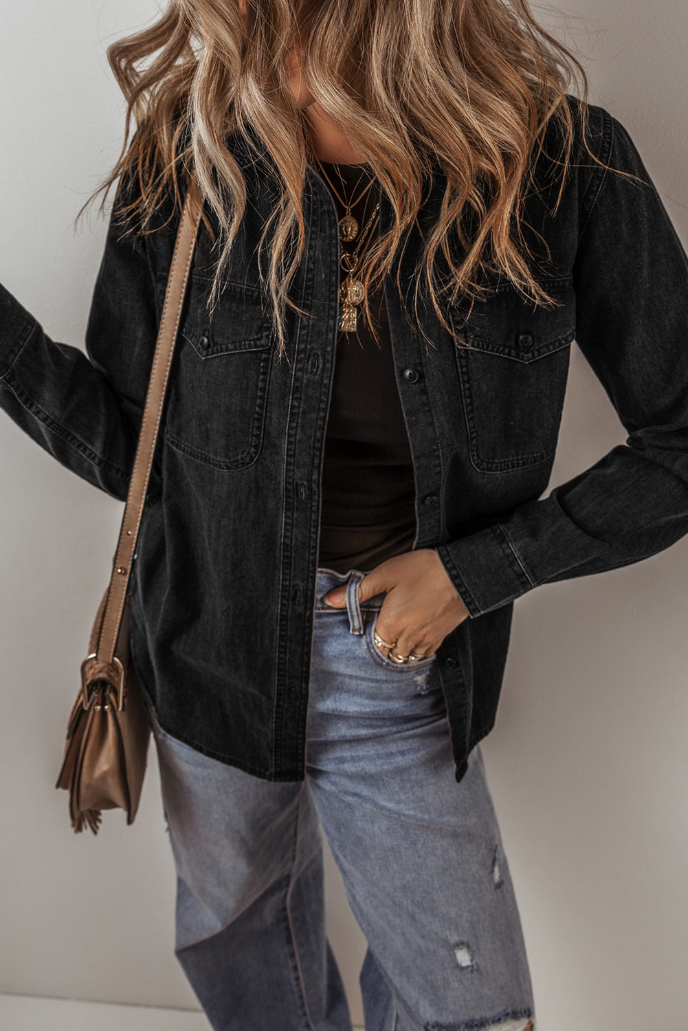 Black Collared Jean Jacket