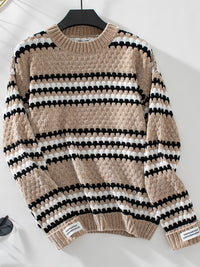 Striped Round Neck Long Sleeve Sweater