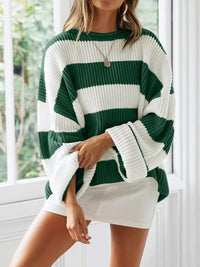 Oversized striped knit sweater