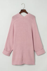 Oversized Knit Cardigan- Pink