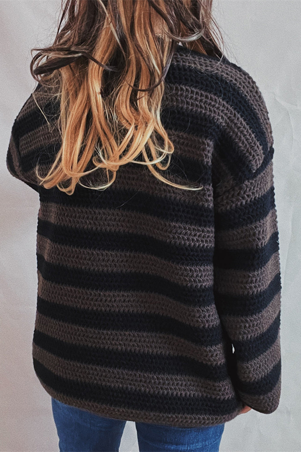 Striped Round Neck Dropped Shoulder Sweater