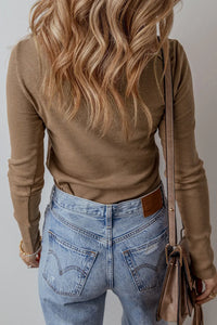 Eyelet V-Neck Long Sleeve Top