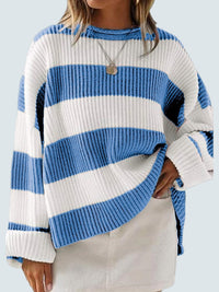 Oversized striped knit sweater