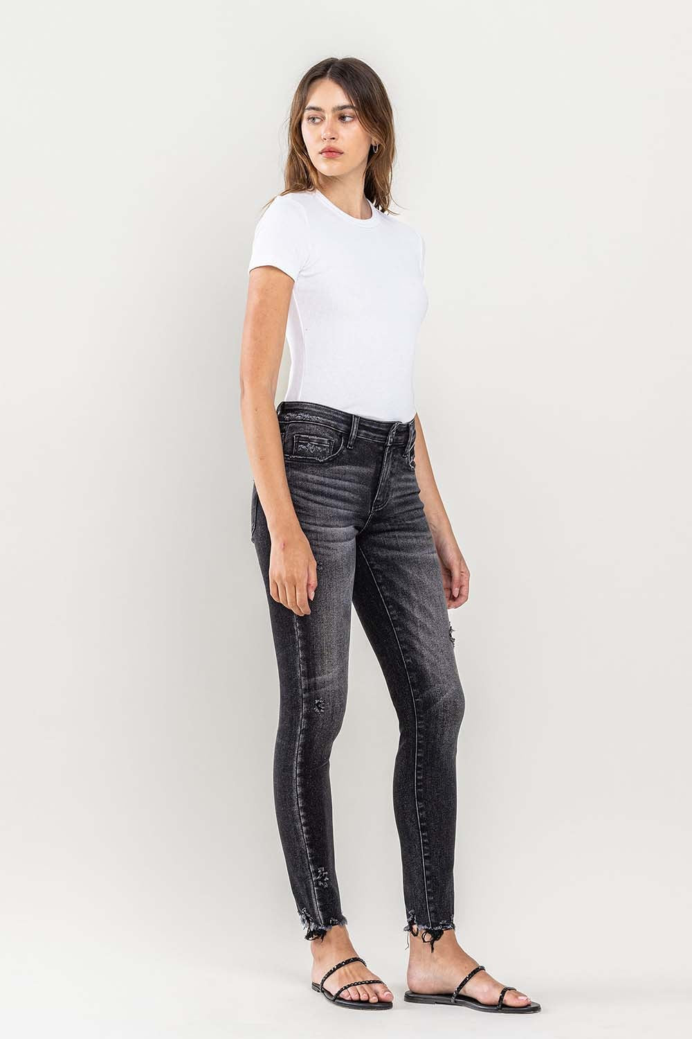 Kara Raw Hem Cropped Skinny Jeans