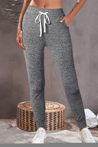 Drawstring Jogger Sweatpants- Heather Gray