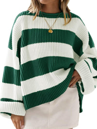 Oversized striped knit sweater