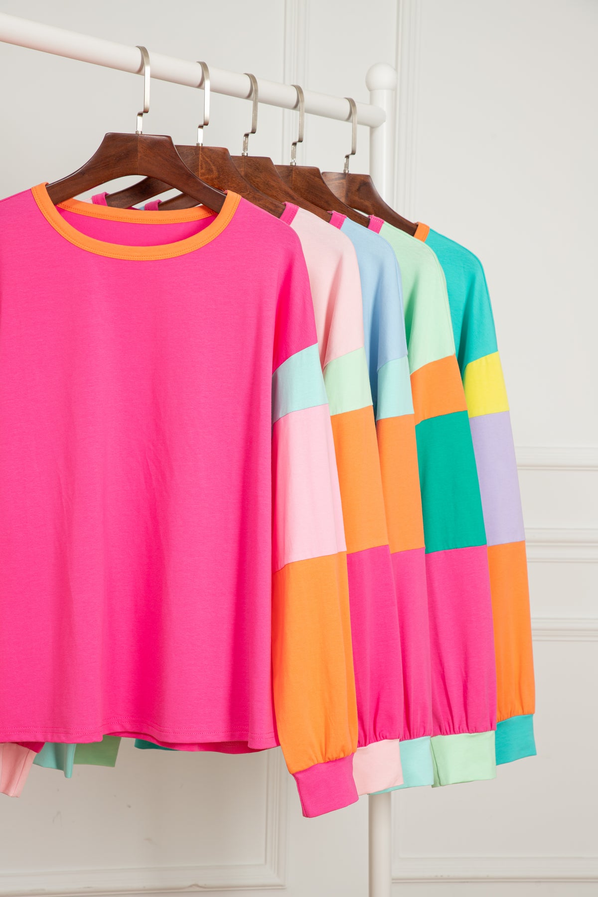 Colorblock Patchwork Long Sleeve Top