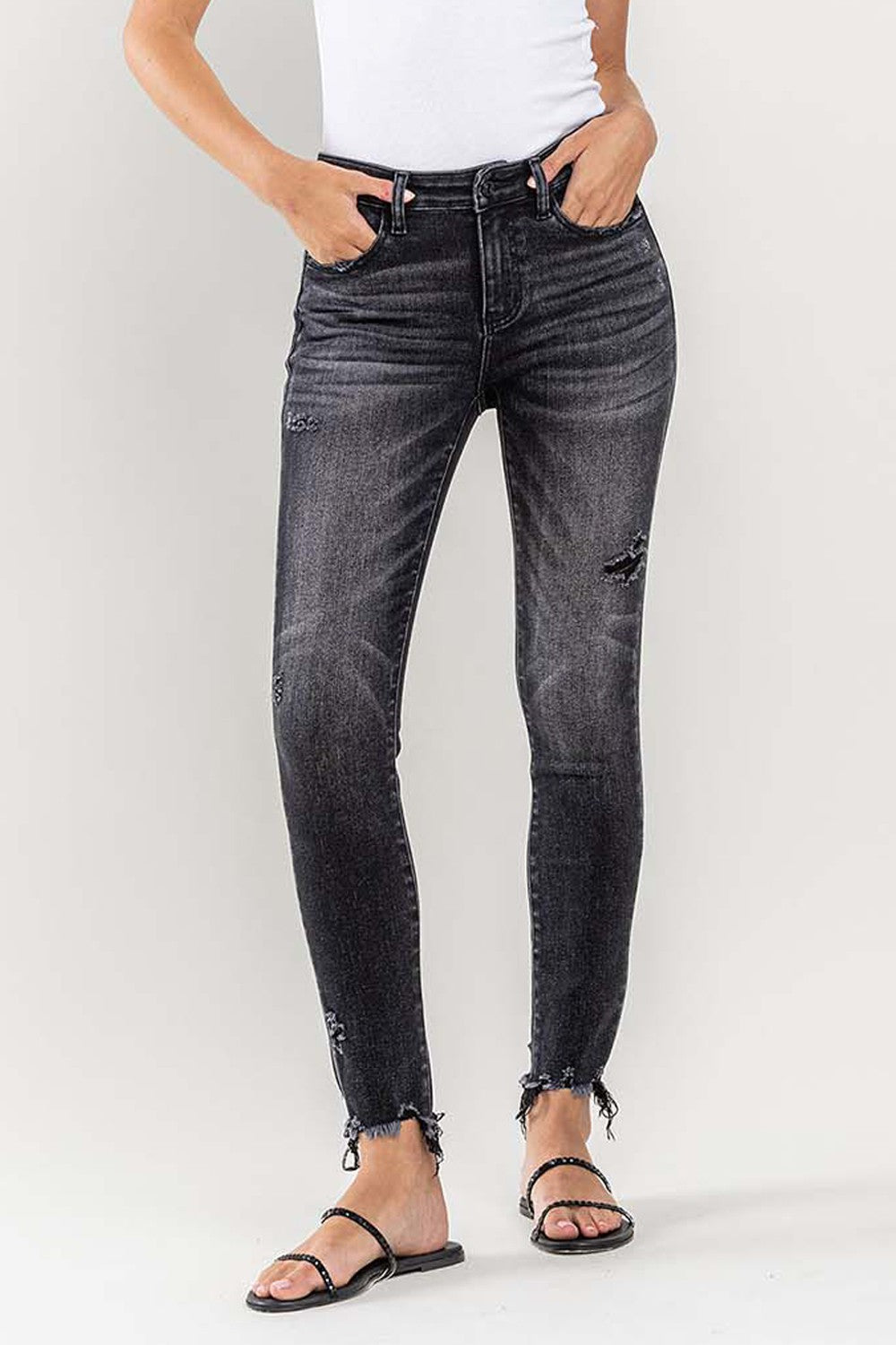 Kara Raw Hem Cropped Skinny Jeans