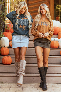 Halloween Sequin Long Sleeve Top- Chesnut