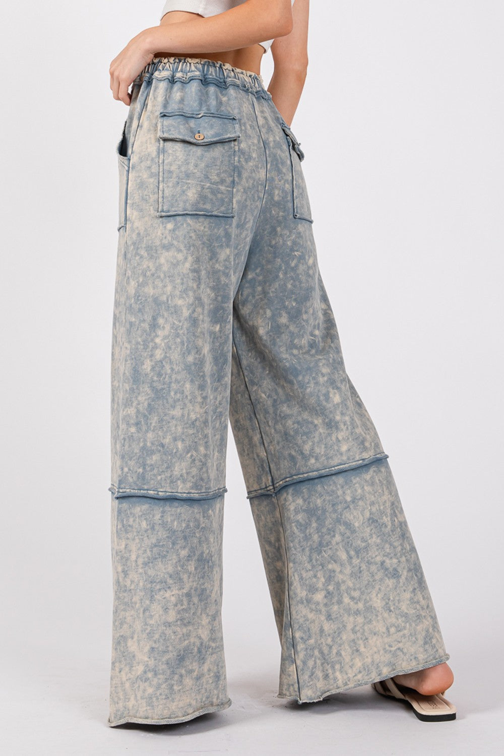 Mineral Washed Terry Wide Leg Pants