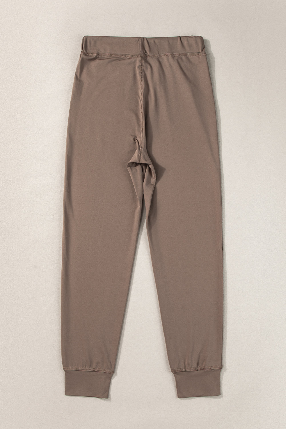 Drawstring Waist Pocketed Joggers-Brown