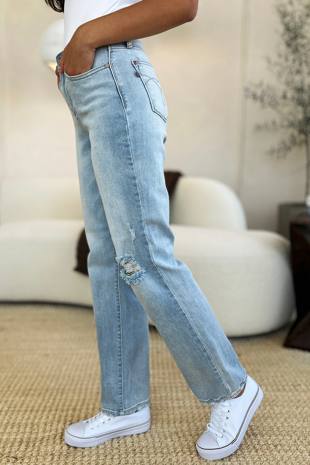 Julia High Waist Distressed Straight Jeans