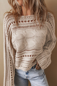 Cable Knit Crop Sweater- Cream