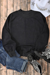 Crew Neck Acid Washed Sweatshirt- Black