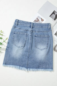 Valentines's Heart Distressed Denim Mini Skirt