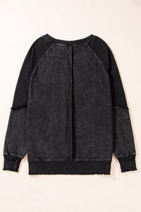 Waffle Knit Sweatshirt- Black