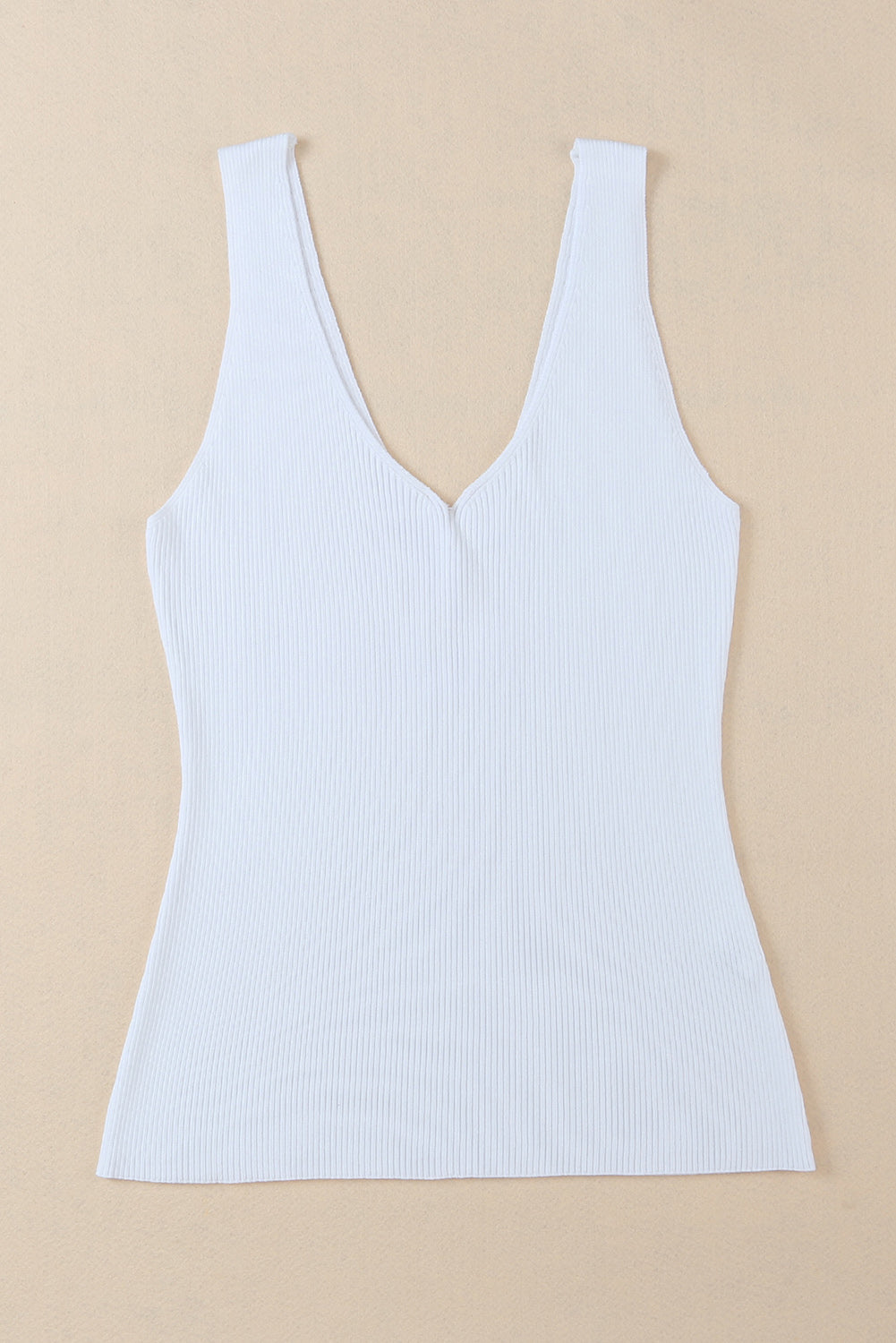 V-Neck Wide Strap Tank- White