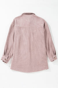 Corduroy Button Up Shacket- Light Pink