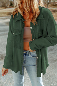 Casual Button Down Shacket- Green