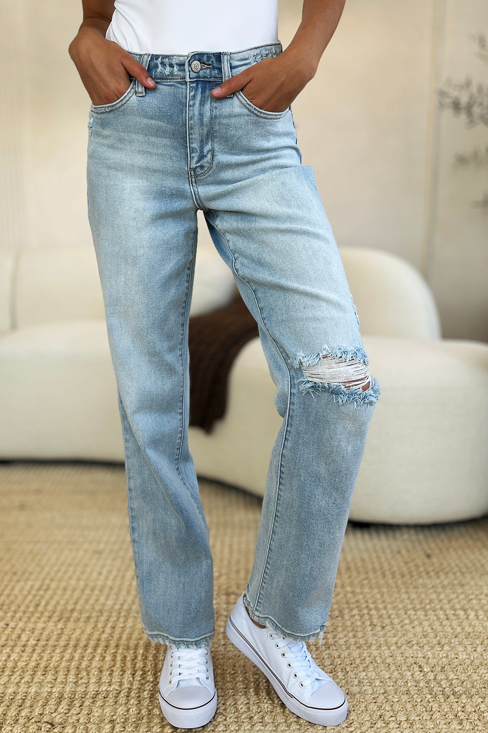 Julia High Waist Distressed Straight Jeans