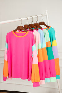 Colorblock Patchwork Long Sleeve Top