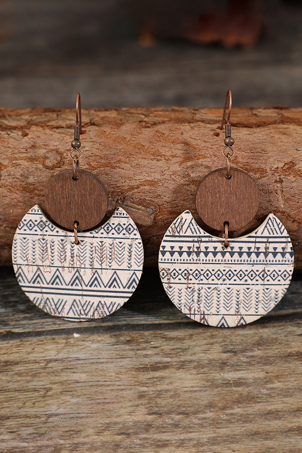 Geometric Drop Wood Earrings